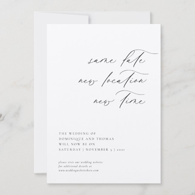 Derselbe Zeitpunkt Neuer Ort Neuer Zeitpunkt Änder Einladung (Vorderseite)