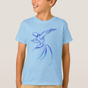 Dervisch-Kalligrafie-Stil Blauton Vektor-Kunst T-Shirt