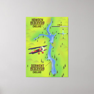 Derwent & Howden Reservoirs Kartenplakat Leinwanddruck