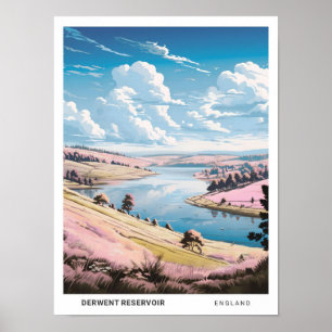 Derwent Reservoir England Vintage Travel Poster