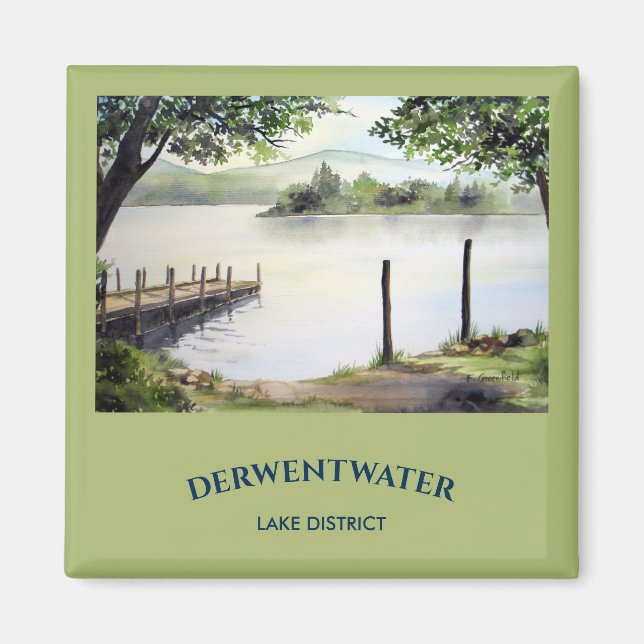 Derwent Water Keswick England Aquarellmalerei Magnet (Vorne)