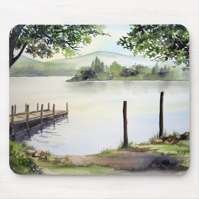 Derwent Water Keswick England Aquarellmalerei Mousepad (Vorne)