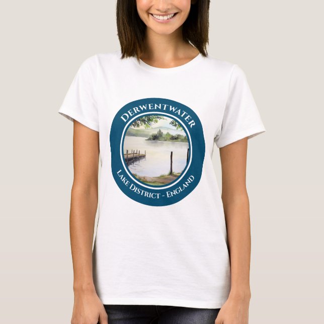 Derwent Water Keswick England Aquarellmalerei T-Shirt (Vorderseite)