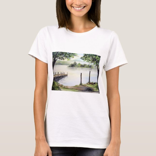 Derwent Water Keswick England Aquarellmalerei T-Shirt (Vorderseite)