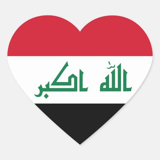 Derzeitige Nationalflagge im Irak Herz-Aufkleber (Vorderseite)