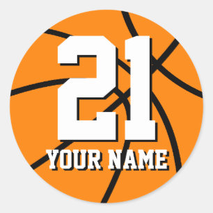 Des Basketballaufklebers Personalizable der Nr. Runder Aufkleber