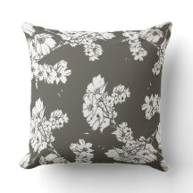 Des Blumenkissens des grauen Weiß Throwbaumwolle