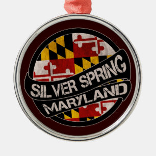 Des Flaggen-Schmutzes Silver Spring Maryland runde Silbernes Ornament