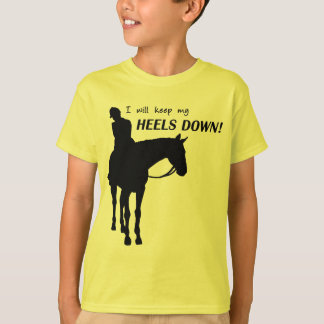 des Heelses Seitenflüchtiger blick unten T-Shirt