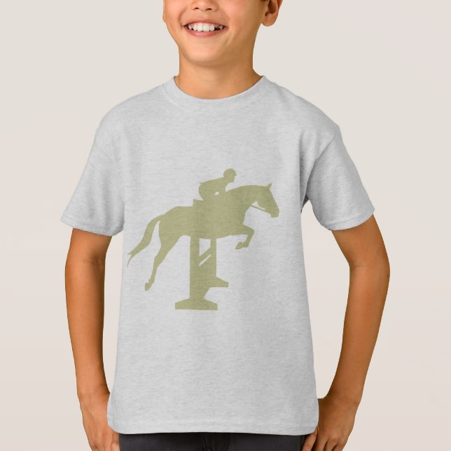 Des Jäger-Pullover-Pferde-u. Reiter-(weises Grün) T-Shirt (Vorderseite)