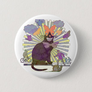 Des Kittys got Schmetterlings-Augen Button