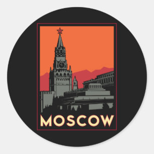 des Kunst-Dekos Moskaus Russland der Kreml retro Runder Aufkleber