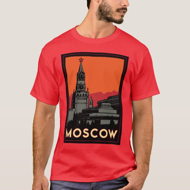 des Kunst-Dekos Moskaus Russland der Kreml retro T-Shirt (Vorderseite)