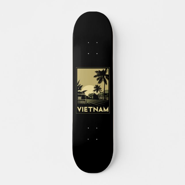 des Kunst-Dekos Vietnams Südostasien retro Reise Skateboard (Vorne)