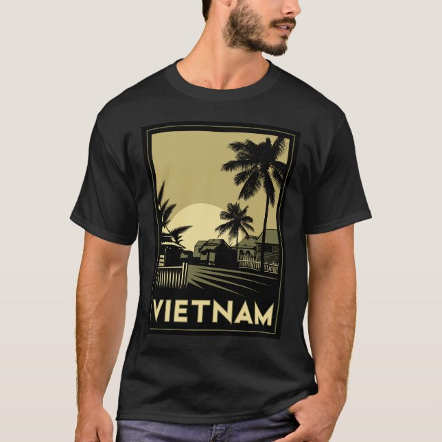 des Kunst-Dekos Vietnams Südostasien retro Reise T-Shirt (Vorderseite)