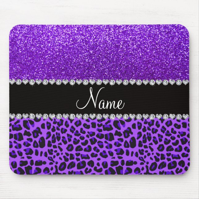 Des lila lila Glitter Leopard-Indigos des Mousepad (Vorne)