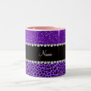 Des lila lila Glitter Leopard-Indigos des Zweifarbige Tasse