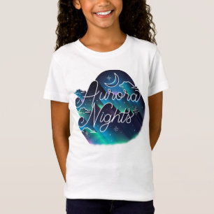 Des Mädchens T - Shirt/Weiß die Aurora-der Nacht T-Shirt