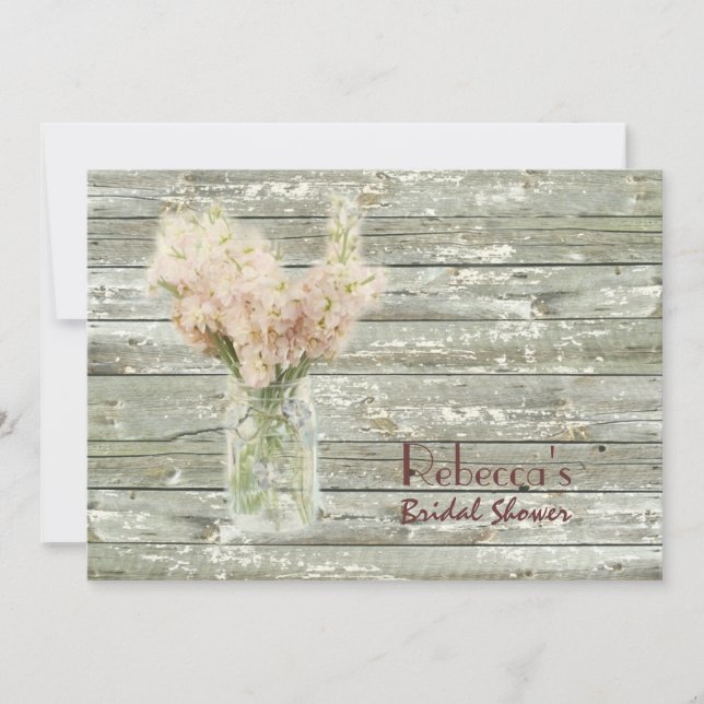 des Maurerglases der Scheune hölzernes wedding Einladung (Vorderseite)