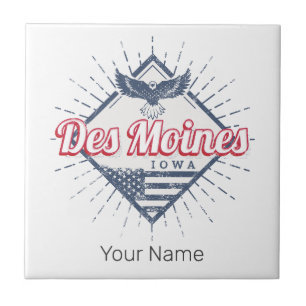 Des Moines City Iowa Vereinigte Staaten Vintage US Fliese