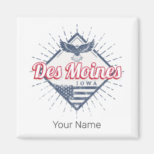 Des Moines City Iowa Vereinigte Staaten Vintage US Magnet