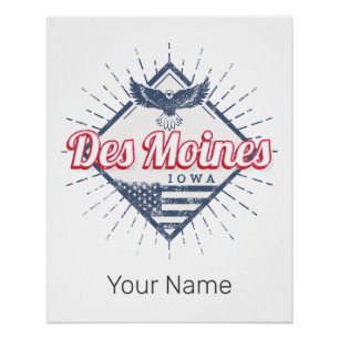 Des Moines City Iowa Vereinigte Staaten Vintage US Poster