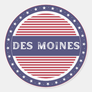Des Moines City Pride Emblem – Amerikanische Ident Runder Aufkleber
