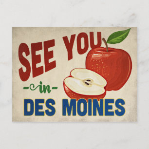 Des Moines Iowa Apple - Vintage Travel Postkarte