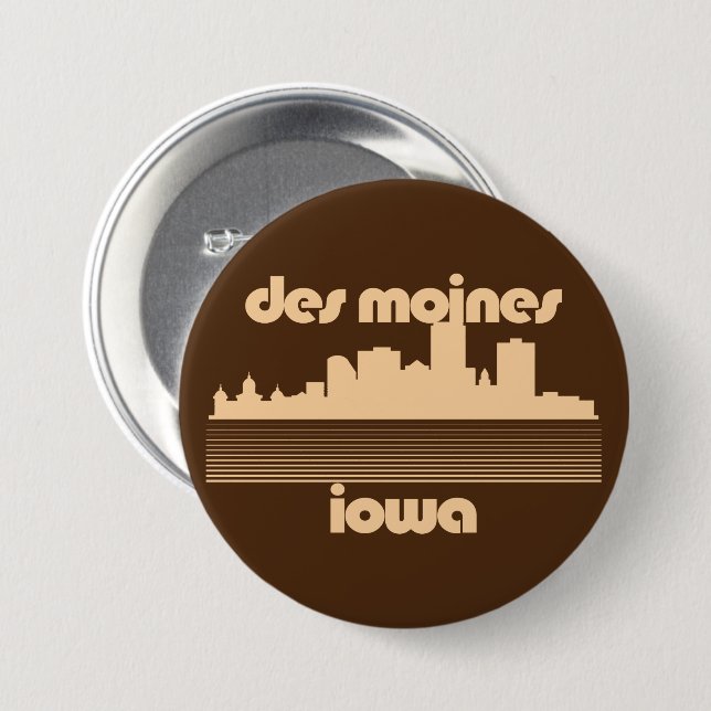 Des Moines, Iowa Button (Vorne & Hinten)