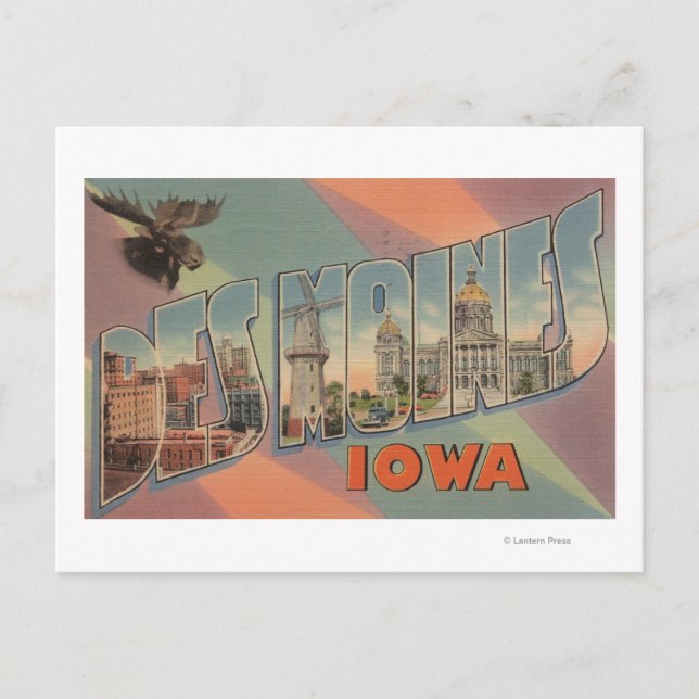 Des Moines, Iowa (Elchkopf) Postkarte (Vorderseite)