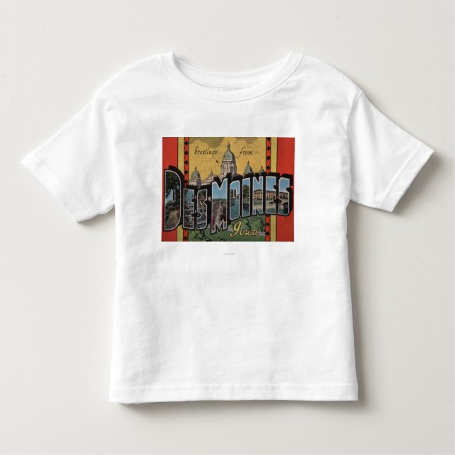 Des Moines, Iowa - große Buchstabe-Szenen Kleinkind T-shirt (Vorderseite)