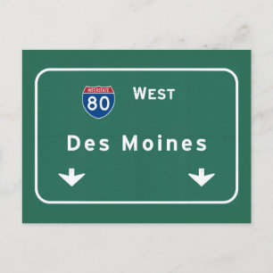 Des Moines Iowa ia Interstate Highway Freeway: Postkarte