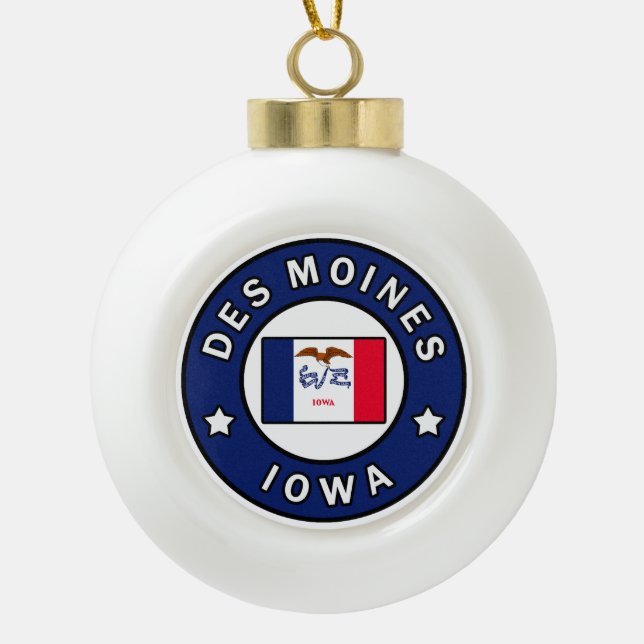 Des Moines Iowa Keramik Kugel-Ornament (Vorderseite)