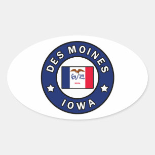 Des Moines Iowa Ovaler Aufkleber