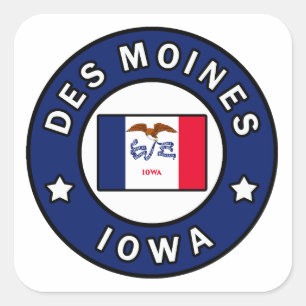 Des Moines Iowa Quadratischer Aufkleber