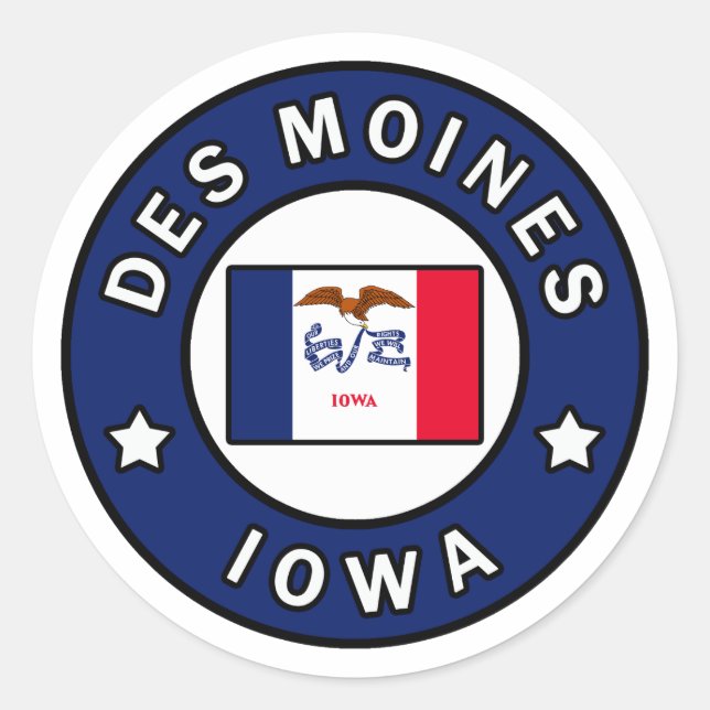 Des Moines Iowa Runder Aufkleber (Vorderseite)