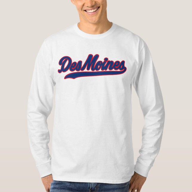 Des Moines Iowa Script Design | Retro City T-Shirt (Vorderseite)