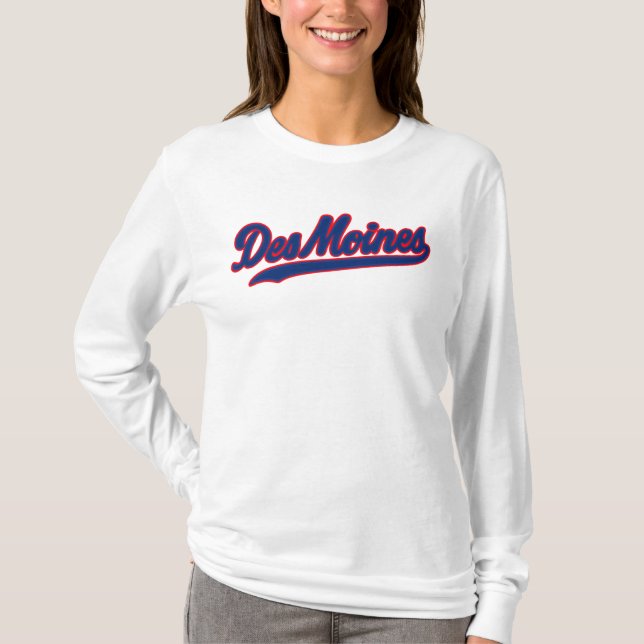 Des Moines Iowa Script Design | Retro City T-Shirt (Vorderseite)