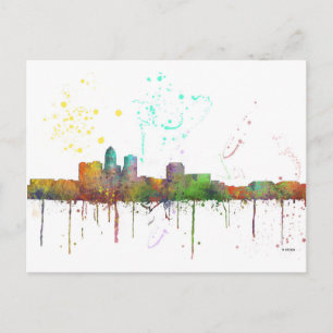 DES MOINES IOWA SKYLINE POSTKARTE
