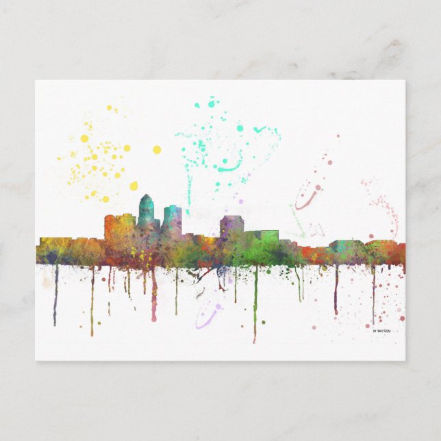 DES MOINES IOWA SKYLINE POSTKARTE (Vorderseite)