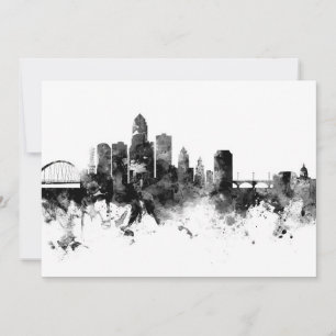 Des Moines Iowa Skyline Schwarz-weiß Einladung