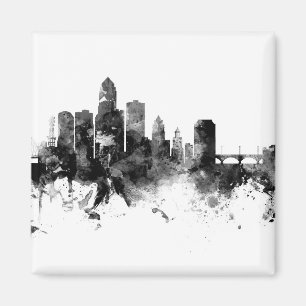 Des Moines Iowa Skyline Schwarz-weiß Magnet