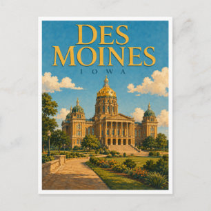 Des Moines Iowa State Capitol GeoSaga Postkarte