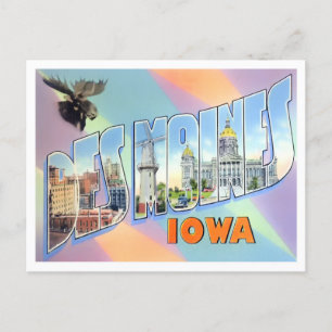Des Moines, Iowa Vintage Große Buchstaben Postkart Postkarte