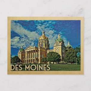 Des Moines Iowa Vintage Reise Postkarte