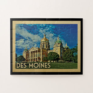 Des Moines Iowa Vintage Reise Puzzle