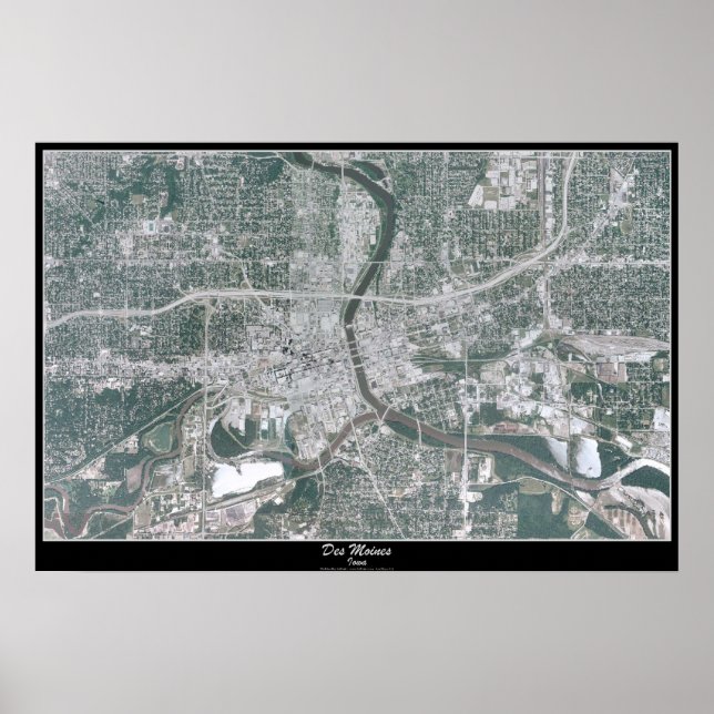 Des Moines, Satellitenposter von Iowa Poster (Vorne)