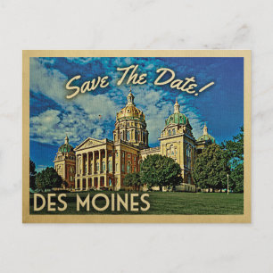 Des Moines Save the Date Iowa Ankündigungspostkarte