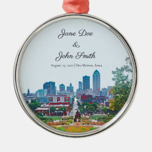 Des Moines Skyline Ornament Aus Metall