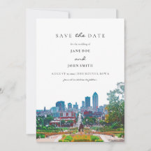 Des Moines Skyline Save the Date Karte
